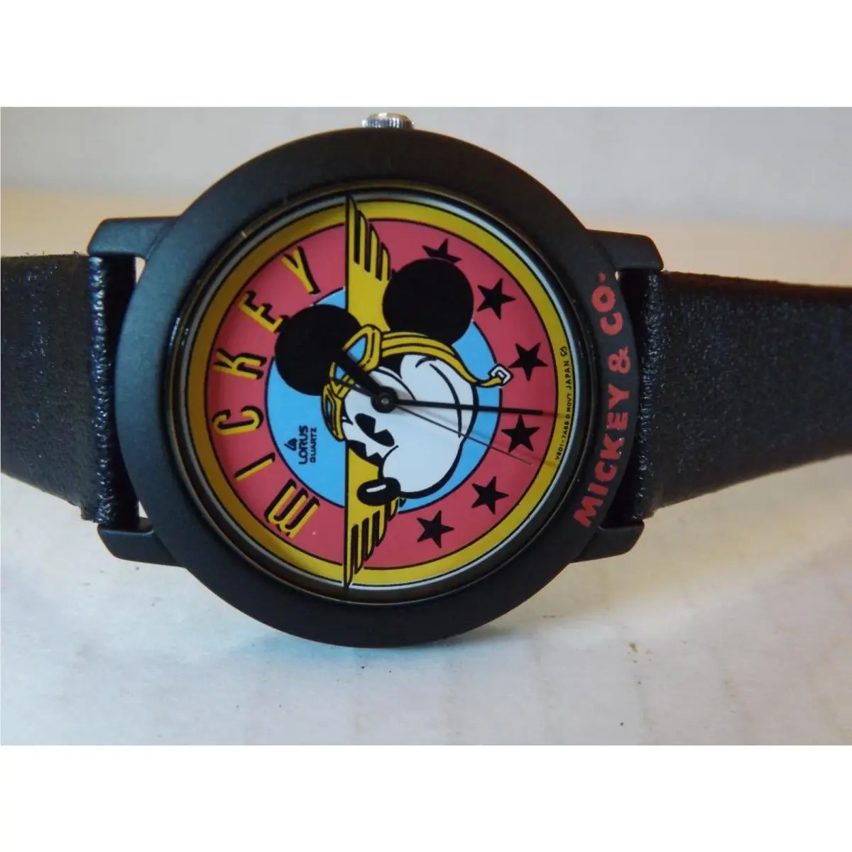 Disney Seiko Lorus Mens Vintage Mickey Mouse Watch Pilot Mickey Retired-htf-new