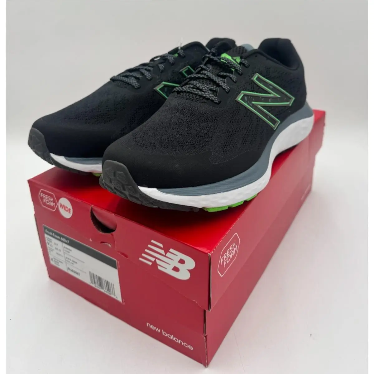 New Balance Men`s Wide Fresh Foam 680v7 Black/green M680NK7 Running Shoes 9.5