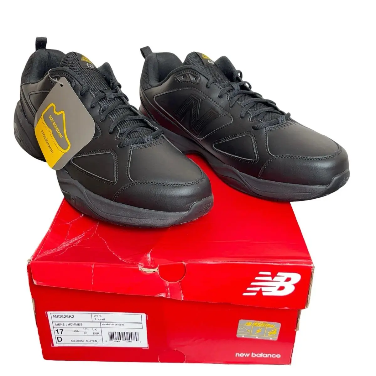 New Balance 626v2 Triple Black MID626K2 Work Shoe Oil Slip Resistant 17 D
