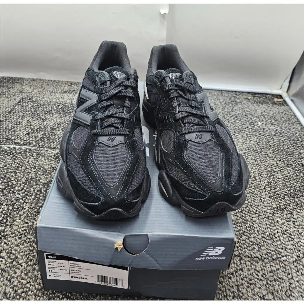 New Balance 9060 U9060BPM Triple Black Suede Men`s Size 9.5 Medium Black Grey