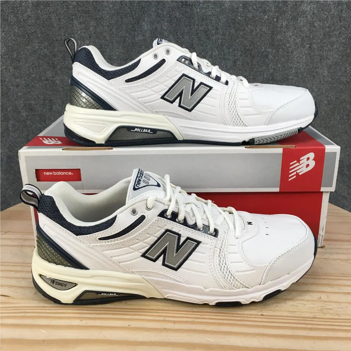 New Balance 865 Shoes Mens 11.5B Lace Up Sneakers MX856WN White Blue Leather New