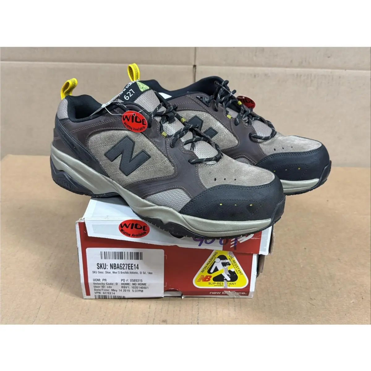 New Balance 627 MID627 Men`s Steel Toe Industrial Work Shoes Brown / Black 14 EE