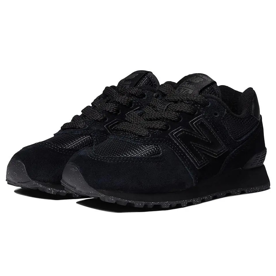 New Balance 574 V1 70s Racing Lace up Sneaker Black/black 1.5 M Little Kid 4-8 Y