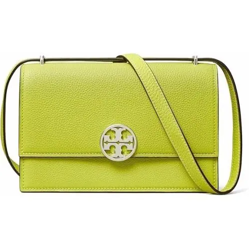 Tory Burch Miller Shoulder Bag Green with Strap and Silver Logo