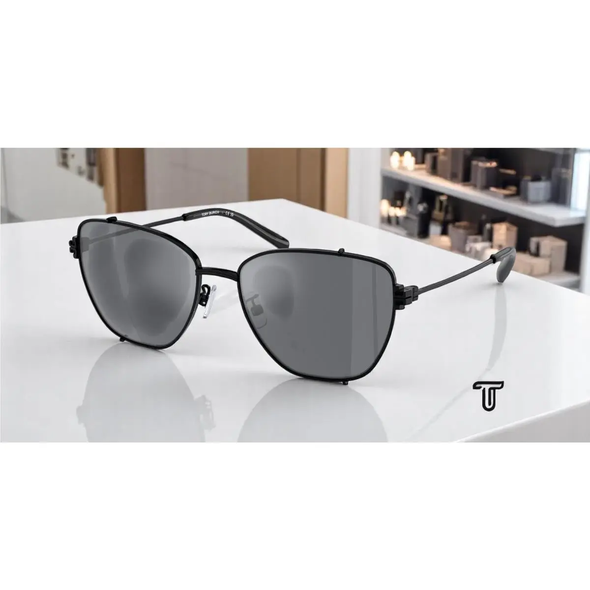 Tory Burch TY6105 32826V Shiny Black Dark Grey 55 mm Women`s Sunglasses