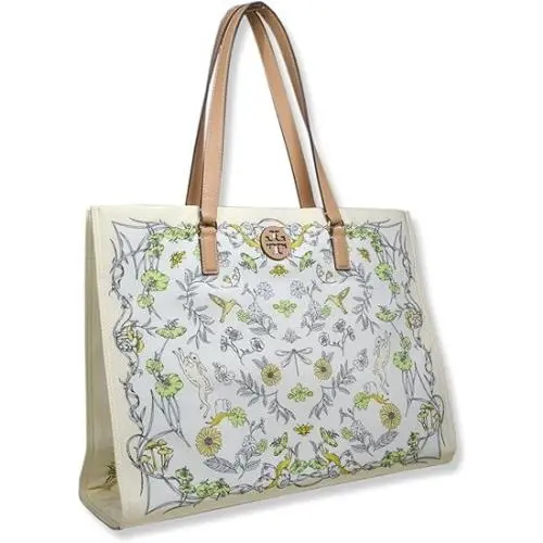 Tory Burch Women`s Floral Easter Printed Nylon Large Tote Bag Meadow