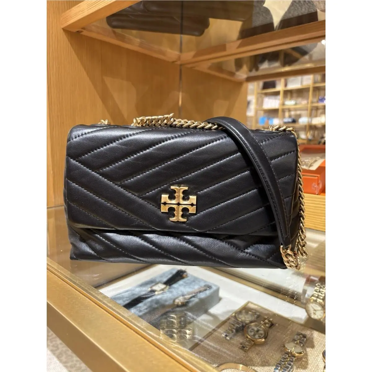 Tory Burch Small Black Kira Chevron Convertible Shoulder Bag 90452