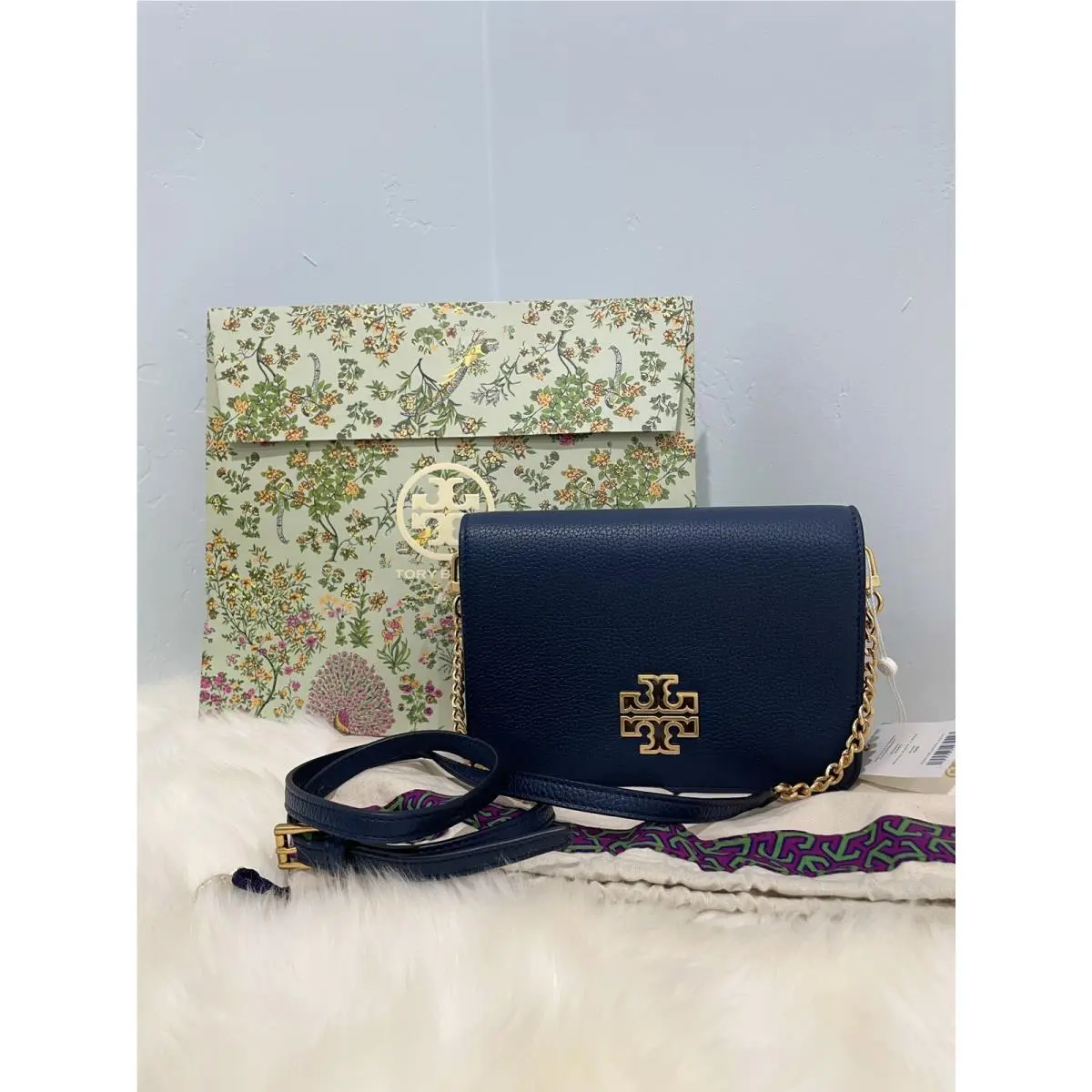Tory Burch Britten Combo Crossbody Shoulder Clutch Bag Royal Navy