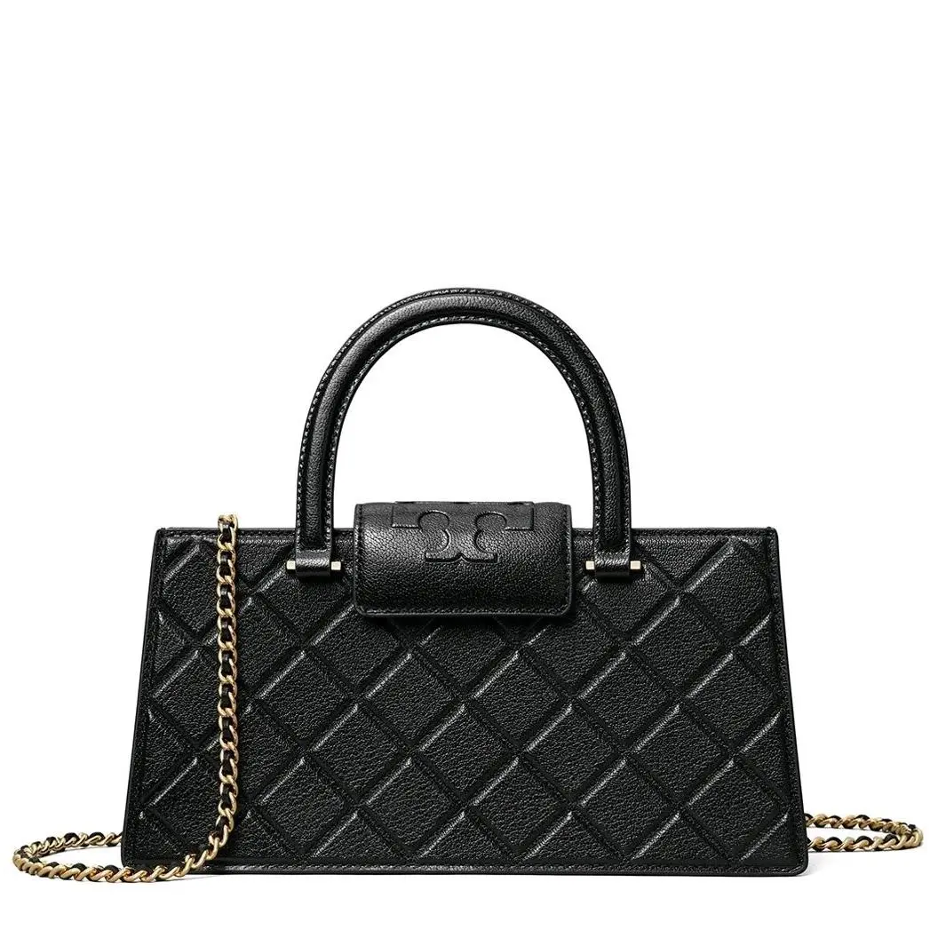 Tory Burch Flemming East-west Leather Handbag Satchel Black Small