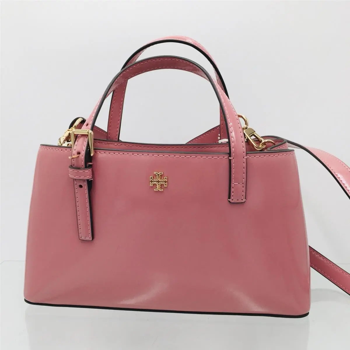 Tory Burch Emerson Patent Mini Tote - Pink Ginger
