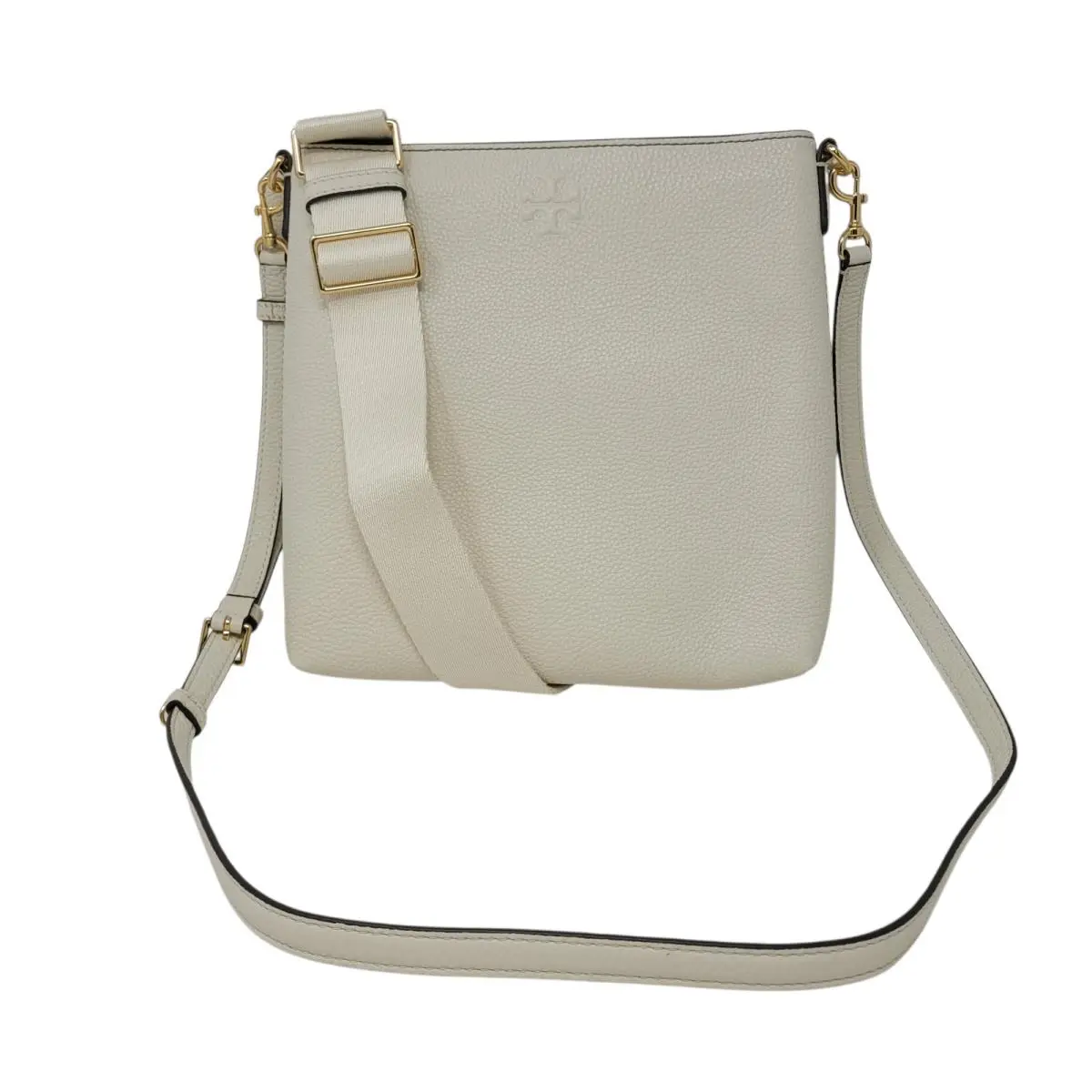 Tory Burch Thea Swingpack Bag Womens White Leather Zip Top Gold Hardware