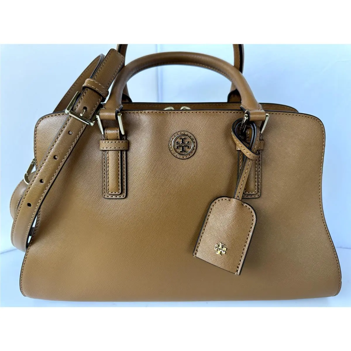 Tory Burch Robinson Women`s Satchel Brown Shoulder Bag Leather