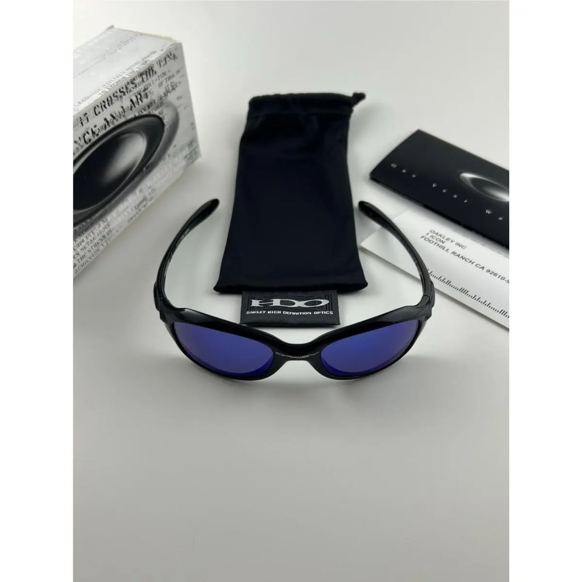 XS Fives Polished Black Frame Blue Iridium Lens+box 03-450 Kids Youth by Oakley