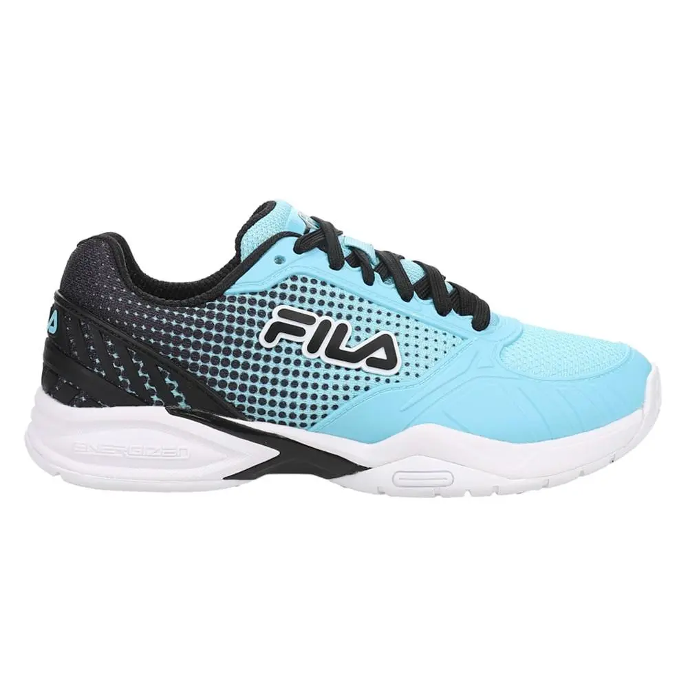 Fila Volley Zone Pickleball Womens Black Blue Sneakers Athletic Shoes 5PM00599 - Black, Blue