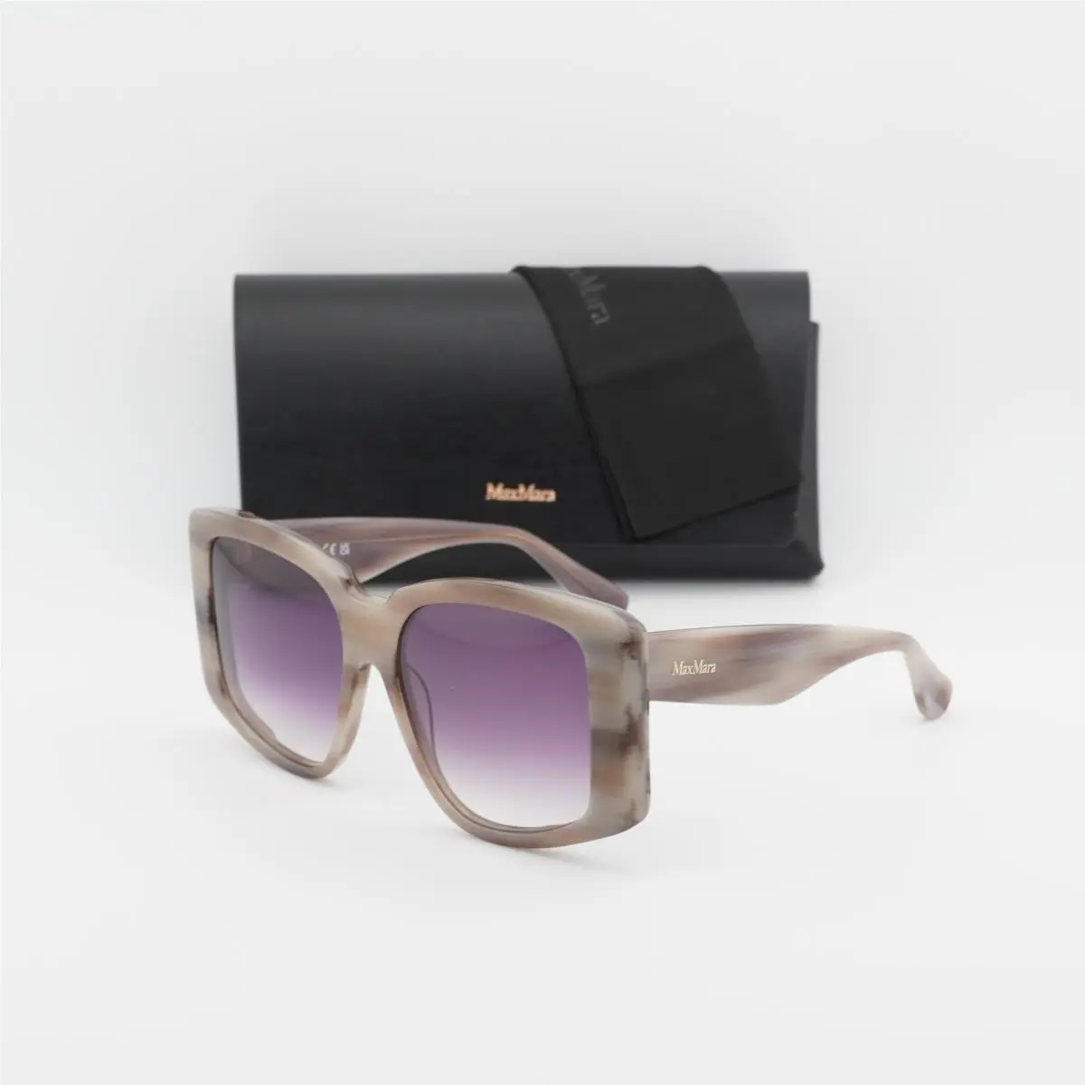Max Mara MM0098 60Z Beige Horn/violet Gradient Mirror 57-16-140 Sunglasses