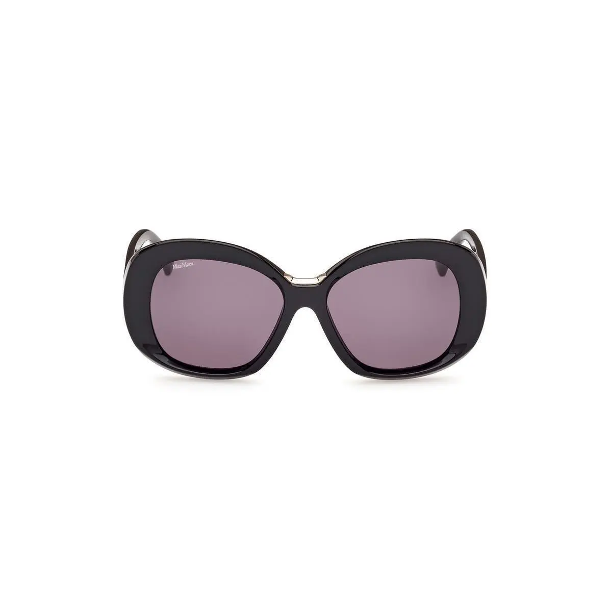 Max Mara Women Edna 55mm Round Sunglasses Shiny Black / Smoke