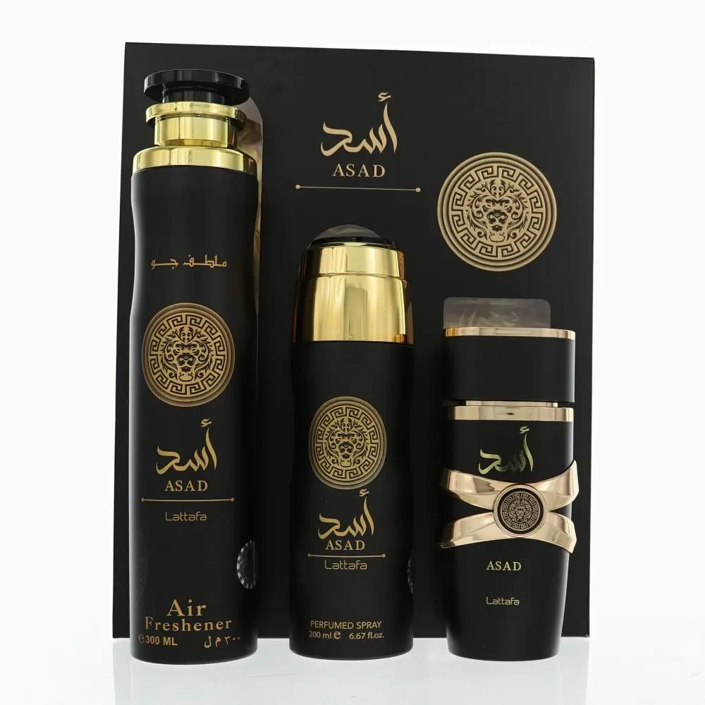 Lattafa Asad For Men 3.4 Oz Eau De Parfum Spray Gift Set