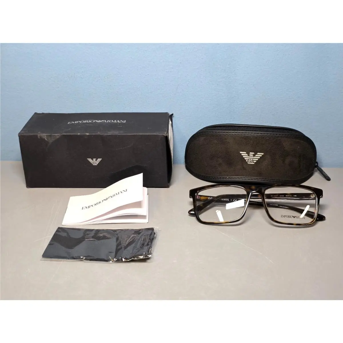 Read AD Emporio Armani EA3227 56-17-145 Men`s Shiny Havana/top Crystal Glasses