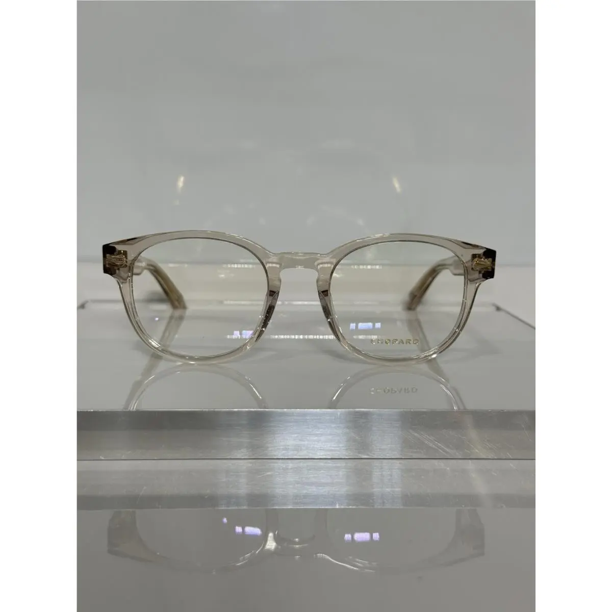 Chopard VCH342 07T1 Crystal Light Brown Round Acetate Eyeglasses 51mm