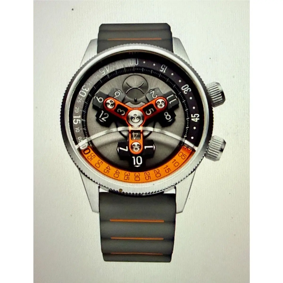 Vendetta II Automatic Wandering Hour Gray/orange Ltd. Ed. 304/999 by Xeric