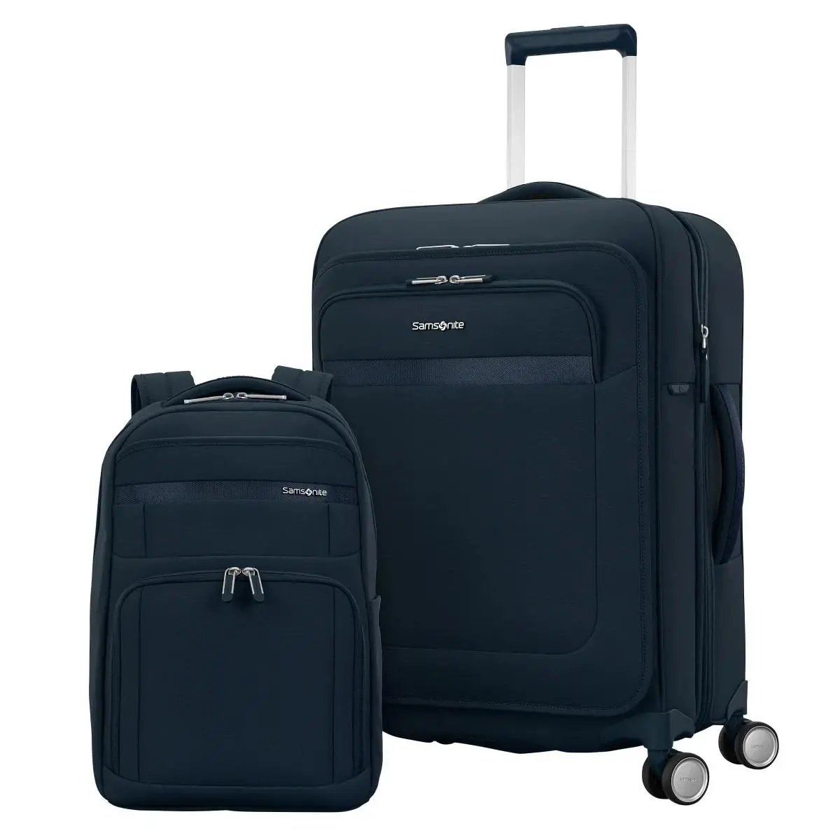 2-Piece Soft-side Expandable Spinner Luggage Set + Laptop Backpack Polyester Navy by Samsonite
