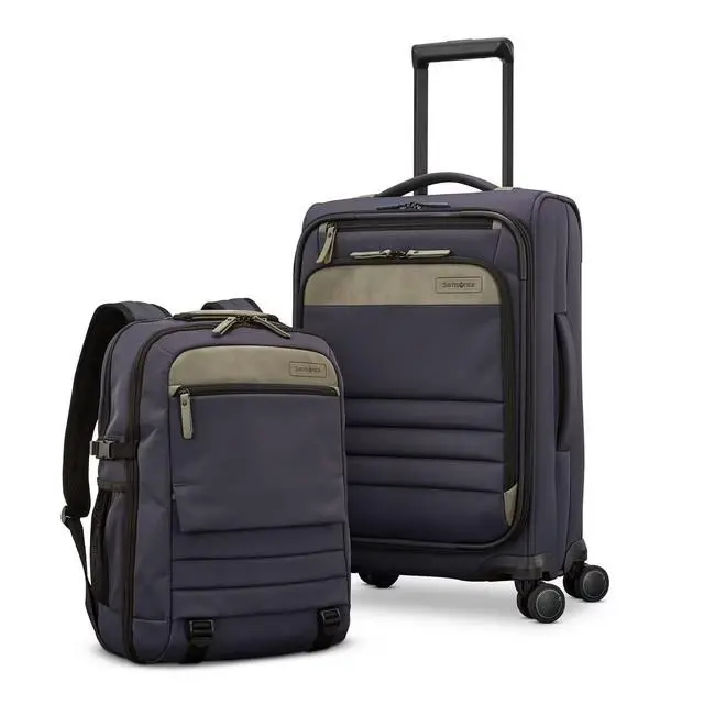 Samsonite 2pc Softside Carry-on Luggage Set w Backpack Travel Spinner Set