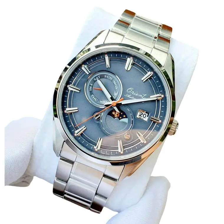 Orient Automatic Grey Dial Sun Moon Men`s Watch RN-AK0311N