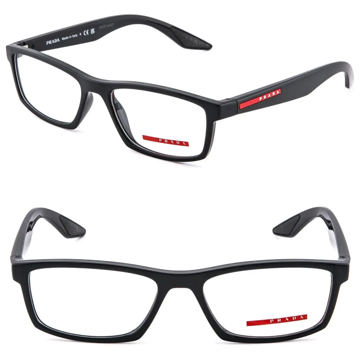 Prada Linea Rossa Eyewear 04P Shiny Black Rubber Unisex Eyeglasses 54 mm PS04PV