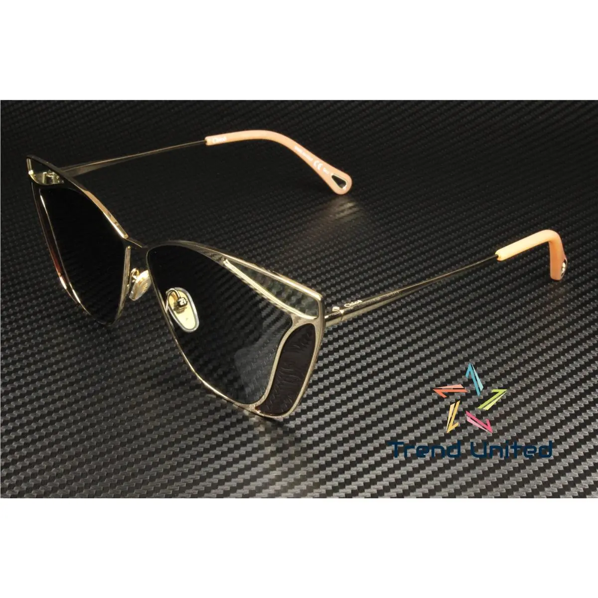 Chloe CH0049S 002 Directional Gold Shiny Grey 59 mm Women`s Sunglasses