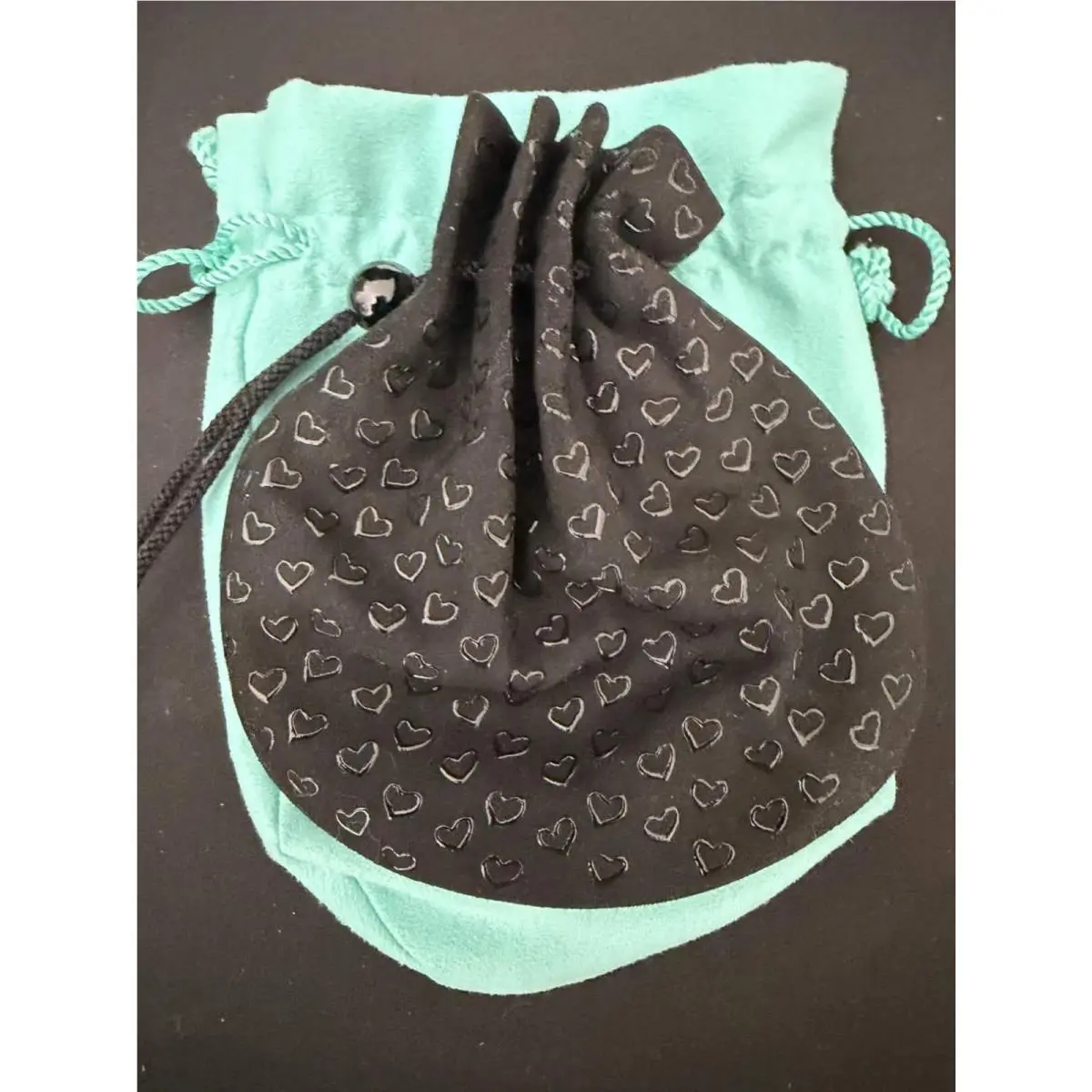 Tiffany Elsa Peretti Leather Open Heart Drawstring Pouch Nwdb/