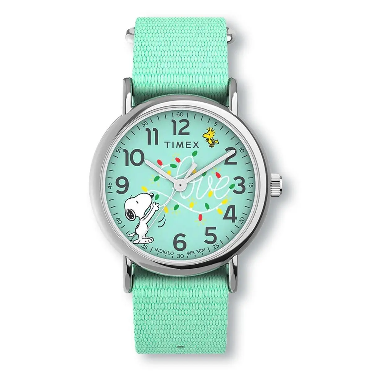 Timex Weekender x Peanuts TW2W24500 Mint Green Fabric Strap Watch