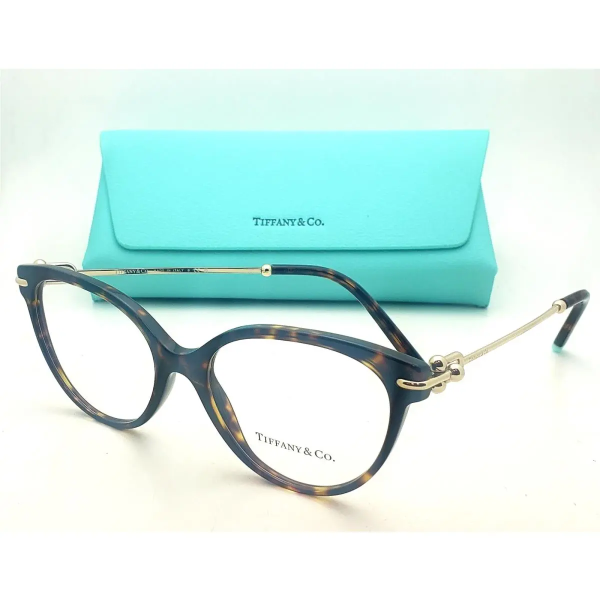 Tiffany Co Eyeglasses TF 2217 8015 53-17 140 Havana Tortoise Gold Frames