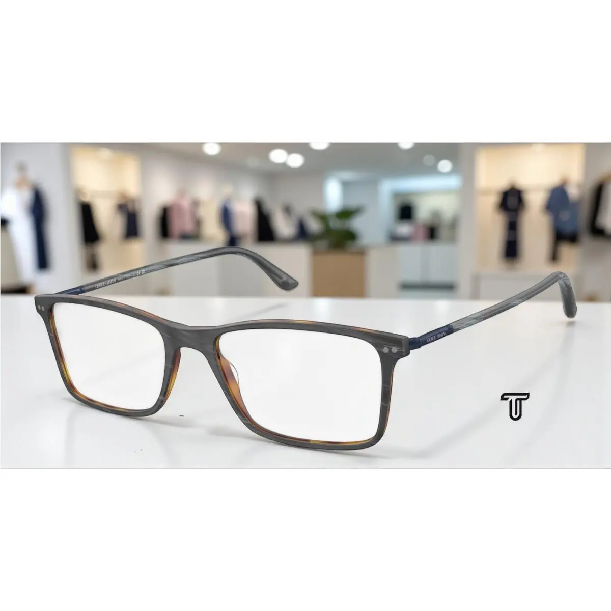 Giorgio Armani AR7037 5570 55 Matte Grey Horn Demo Lens 55 mm Men`s Eyeglasses