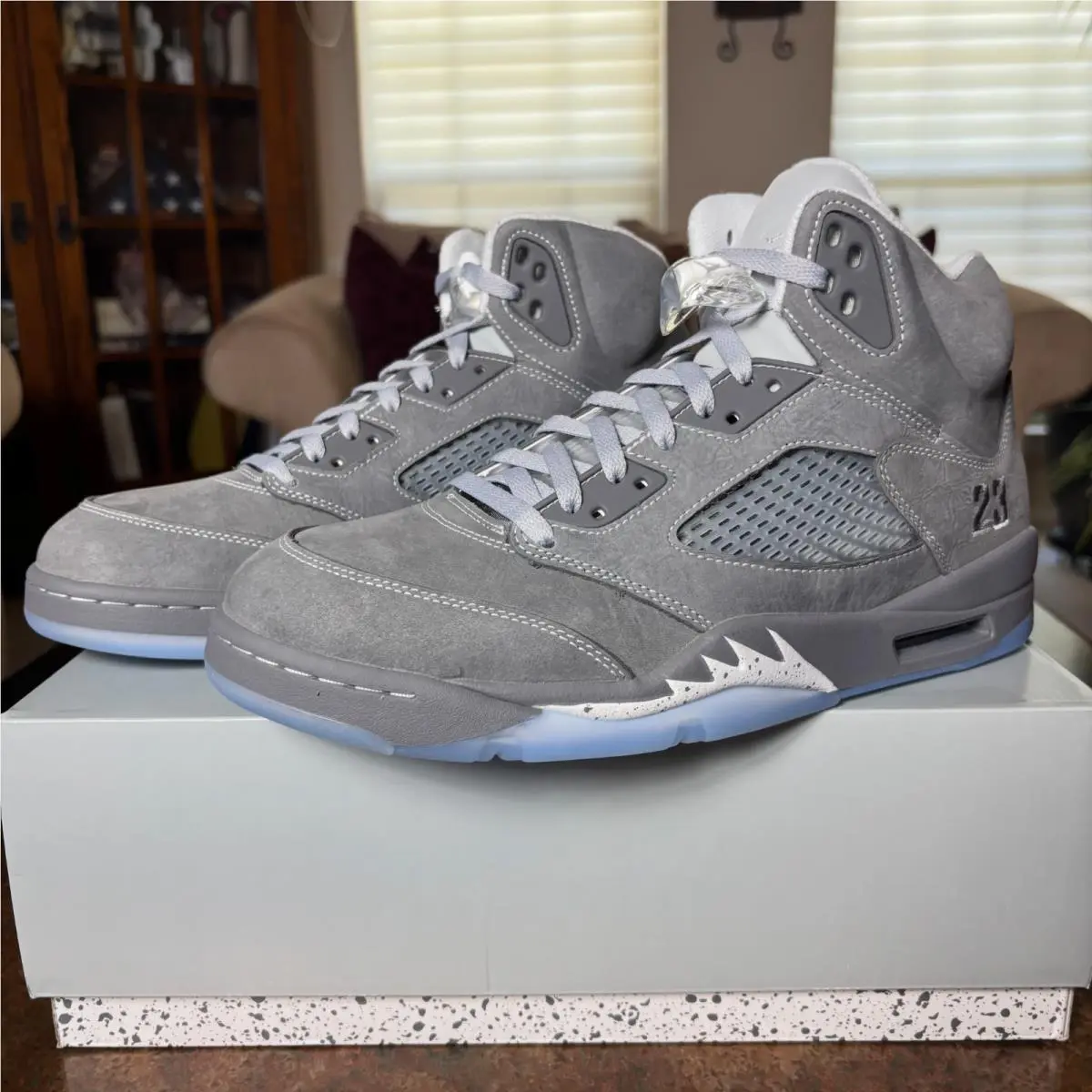Nike Air Jordan 5 Retro Wolf Grey Suede Basketball Shoes Sneakers Mens Sizes