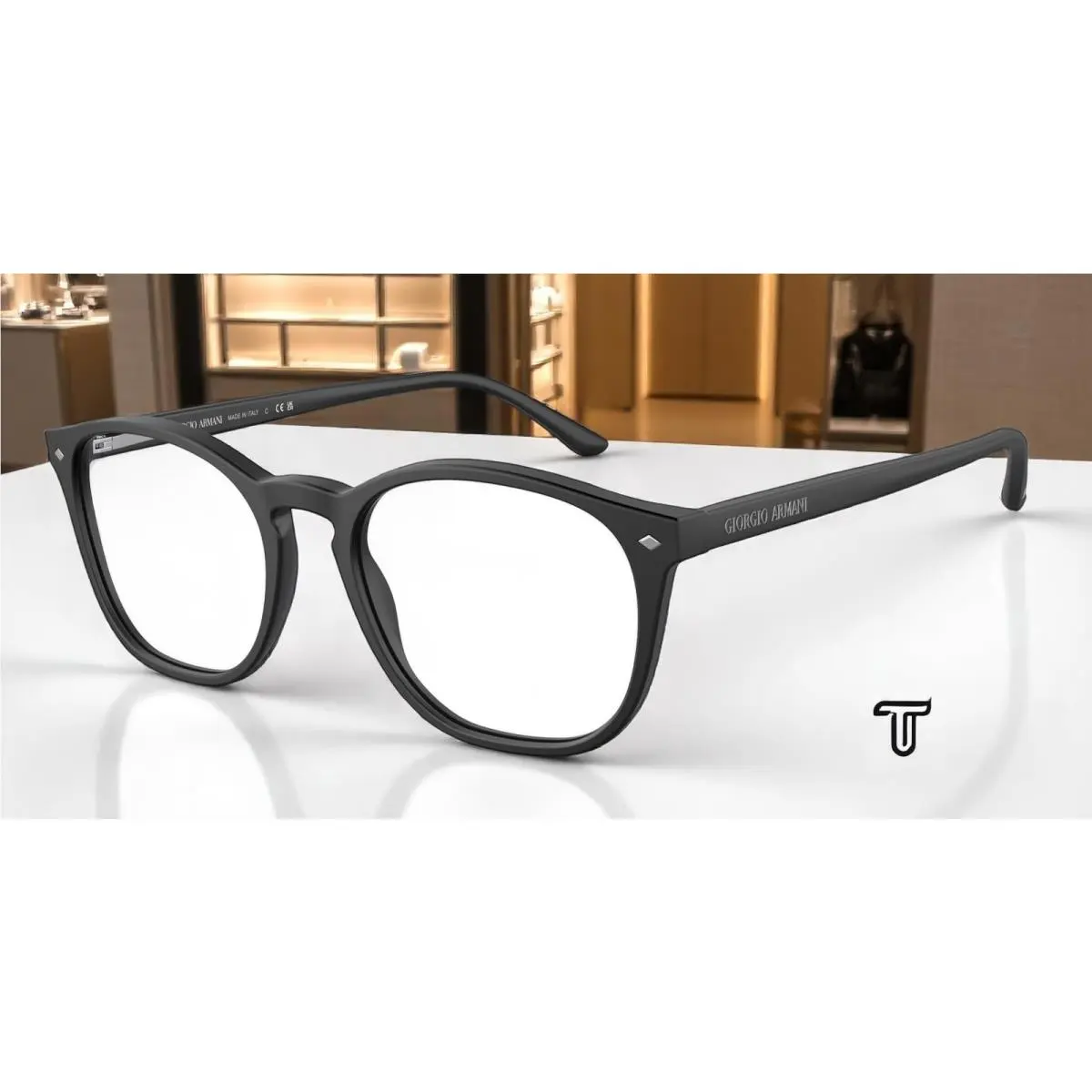 Giorgio Armani AR7074 5042 Matte Black Demo Lens 50 mm Men`s Eyeglasses