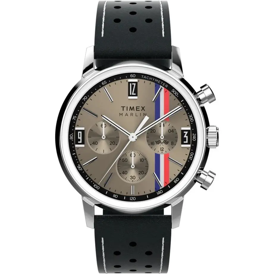 Marlin Chronograph Tachymeter Racing Leather Strap Watch TW2W98900 by Timex