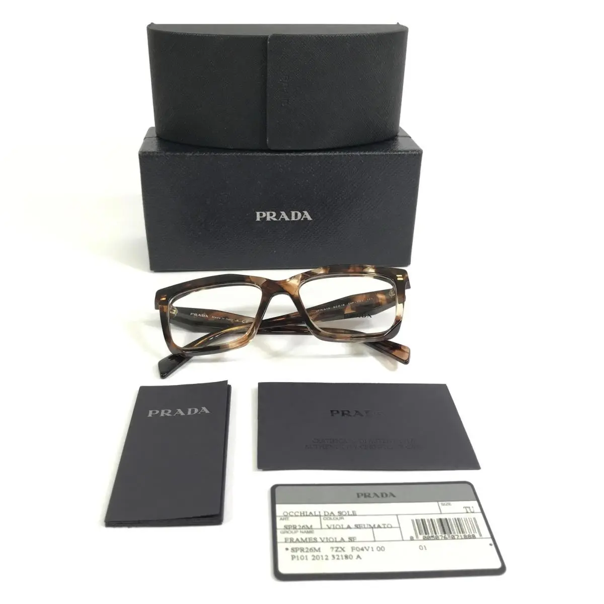Prada Eyeglasses Frames VPRA19 14P-1O1 Brown Tortoise Square Full Rim 52-18-145