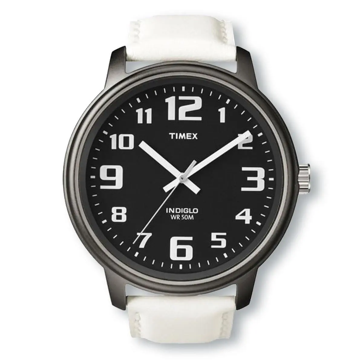 Timex Core Camper T2N204 Black Dial Indiglo Night Glow White Leather Watch