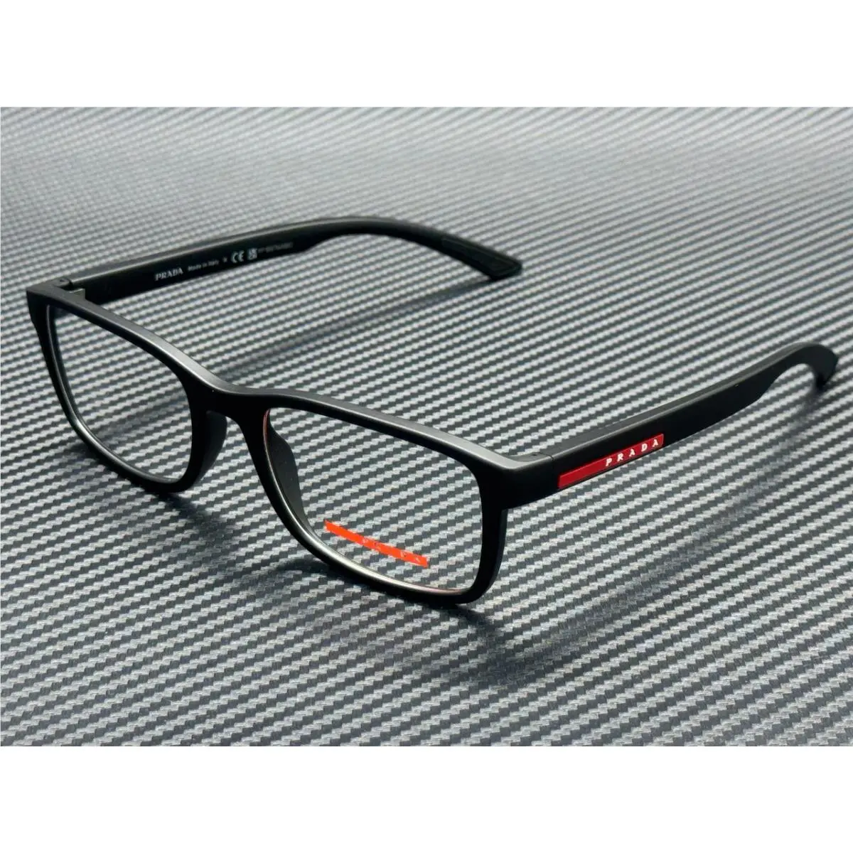 Prada Linea Rossa PS 06RV DG01O1 Black Rubber Men`s 55 mm Eyeglasses