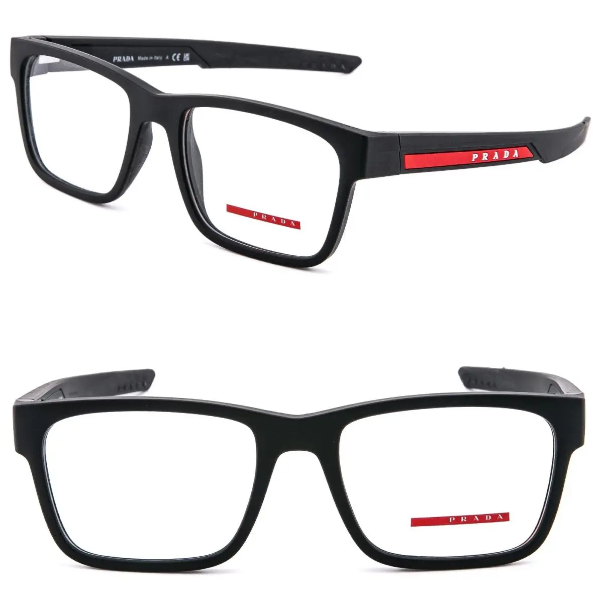Prada Linea Rossa Eyewear 02P Matte Black Rubber Unisex Eyeglasses 55 mm PS02PV