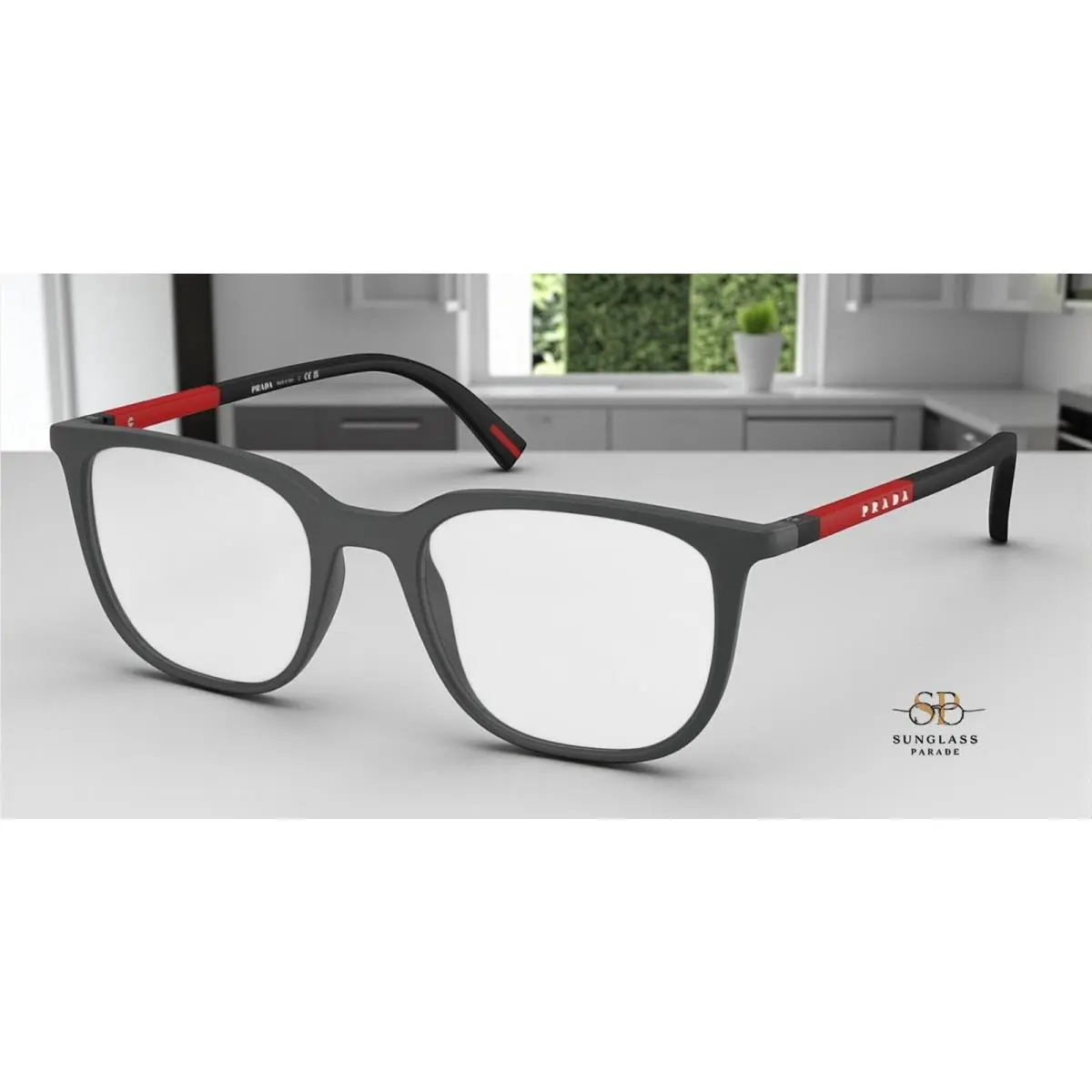 Prada Linea Rossa PS 04RV UFK1O1 Grey Rubber Demo Lens 50 mm Men`s Eyeglasses
