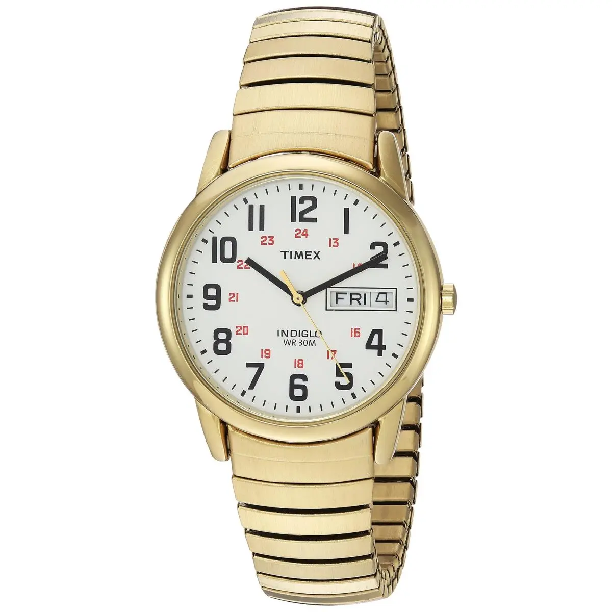 Men`s Easy Reader 35mm Watch – Gold-tone Case White Dial with by Timex