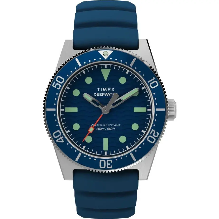 Deepwater Reef 200M 41mm Blue Rubber Strap Watch TW2W74600 by Timex