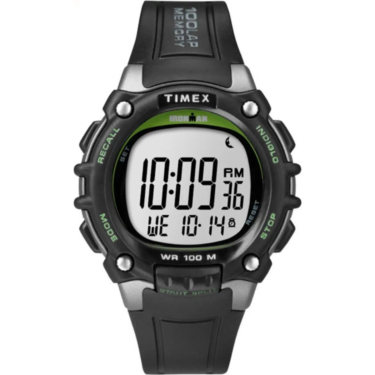 Timex Men`s Ironman Triathlon Classic 100 44mm Watch – Black Black/green - Black, Green