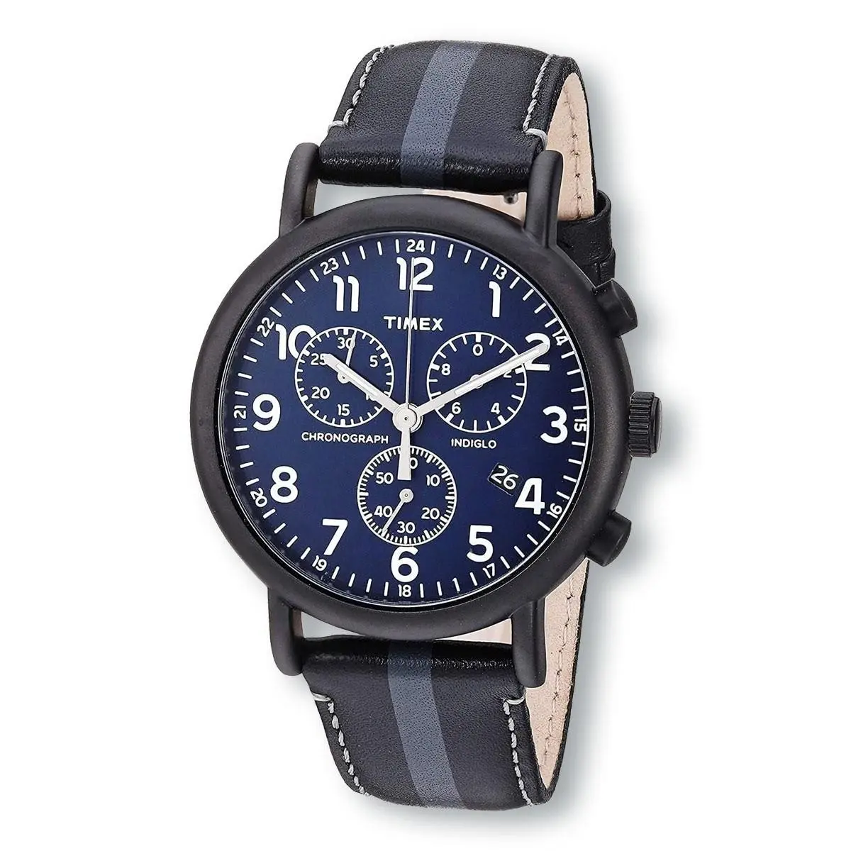 TWF3C8400 Weekender Chronograph Leather Strap Watch by Timex