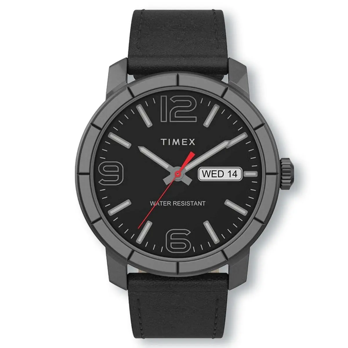 Timex TW2T72600 Black Leather Strap Black Dial Analog Watch