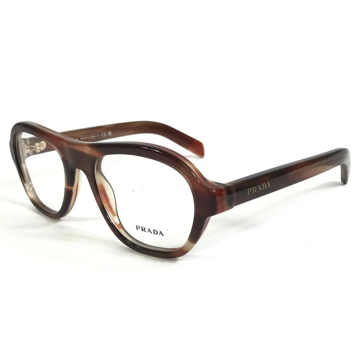 Prada Eyeglasses Frames VPRC12 24G-1O1 Brown Horn Square Full Rim 52-19-140