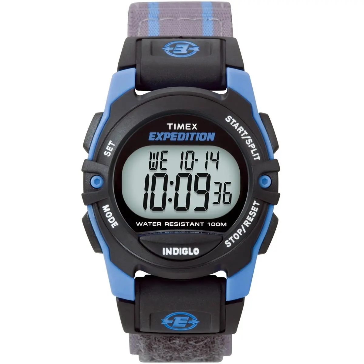 Timex Unisex T49660 Expedition Mid-size Digital Cat Gray/blue Stripe Fast