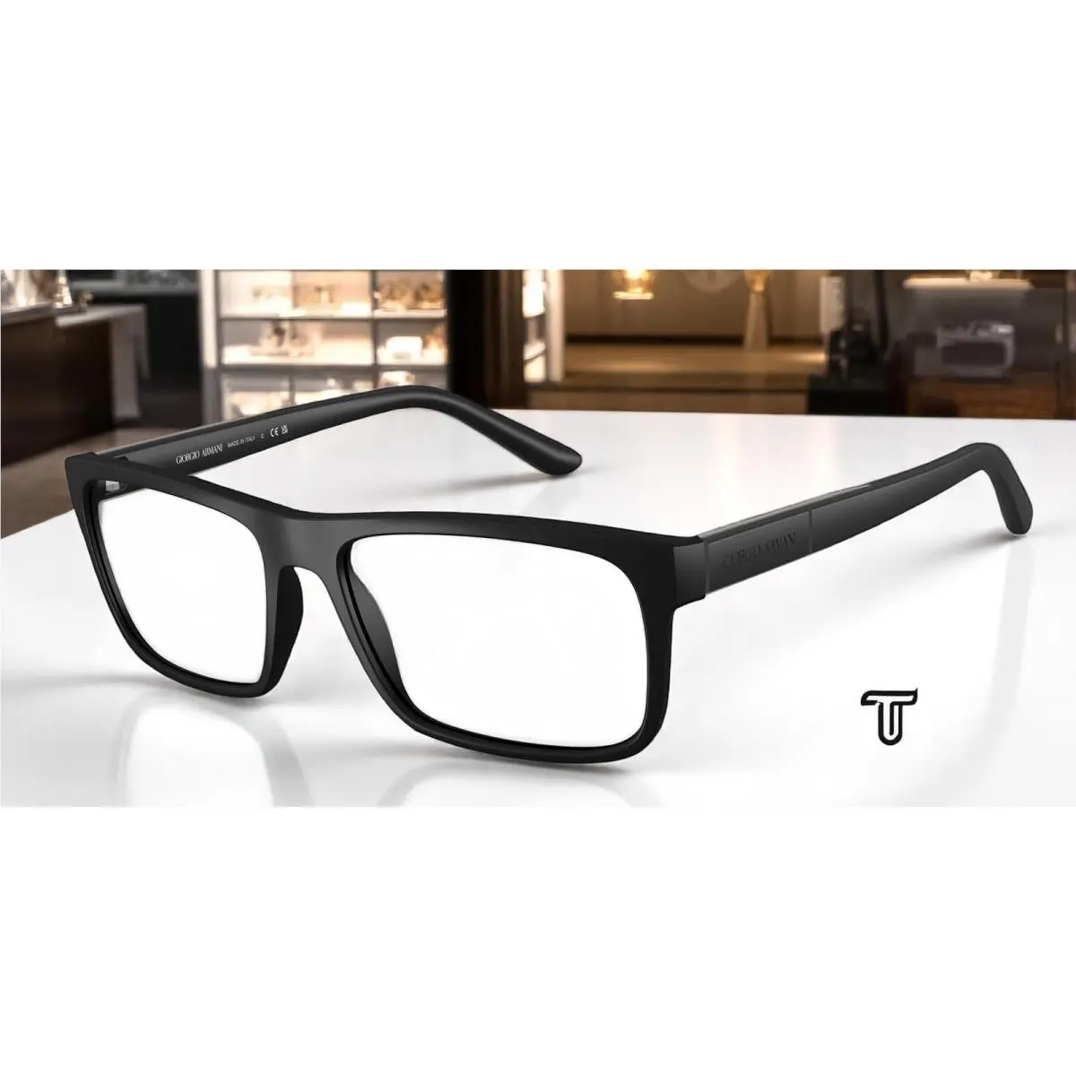 Giorgio Armani AR7042 5063 56 Black Rubber Demo Lens 56 mm Men`s Eyeglasses