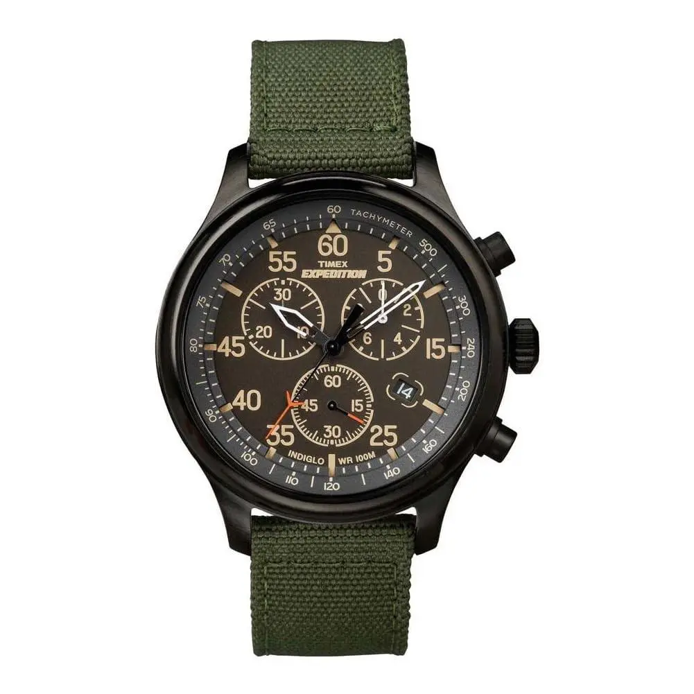 Timex Men’s Expedition Field Chrono 43mm Watch – Black Case Black/black/green - Black, Green